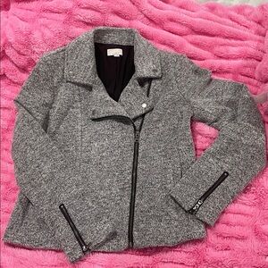 Loft Women’s Chic Mid Gray Moto Style Waist Jacket Coat